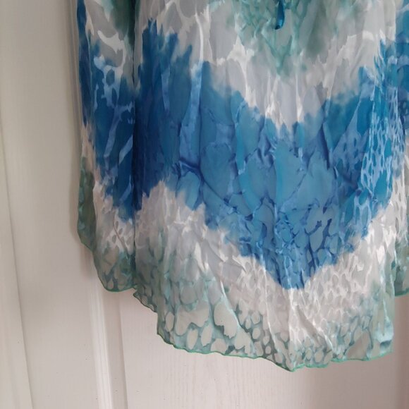 Hale Bob Silk Blend Burnout Velvet Sheer Coastal Flowy Silky Top S Oversize - Picture 5 of 12